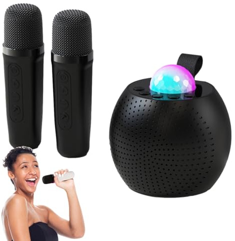 Karaoke Machine - Lettore musicale con microfono wireless, console luminosa rotonda | Attrezzatura audio portatile per intrattenimento in interni, strumento per feste per bambini, installazione DJ