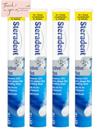 Steradent Active Plus Denture Cleaning Tablets – 4 Pack (120 Tablets) + Thank You Card | Bundle by E-FICCI