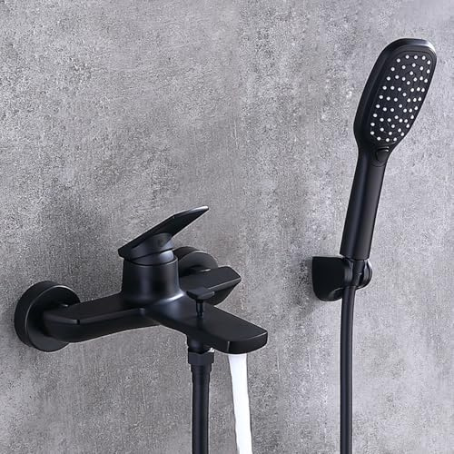 ZYCDP Robinet de Douche Encastrable Robinet Baignoire avec Douchette en Laiton Noir