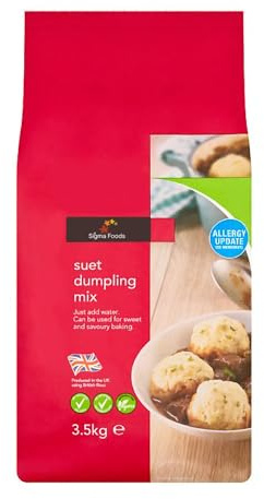 Sixsigma Foods Suet Dumpling Mix 3.5kg Light & Fluffy Dumplings (Case of 1) | Fluffy Light Dumplings Made Easy With 3.5kg Suet Dumpling Mix, Perfect For Stews, Casseroles, Home Cooking & Catering Use