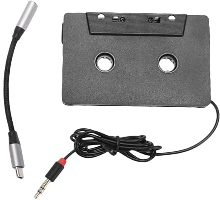 Vvikizy Car Cassette to Aux Adapter, Universal Cassette Tape Adapter with 3.5mm Type C Aux Cable for Phone MP3 Player HiFi Speaker, 24K Gold Plated Connector Smart Voltage Reduct