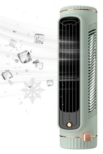 Ventilador De Torre Pequeño - Recargable | Ventilador De Escritorio Portátil Sin Aspas, Circulador De Aire Silencioso De 3 Velocidades Para Dormitorio, Dormitorio, Estudio Y Oficina, Alimentado Por US