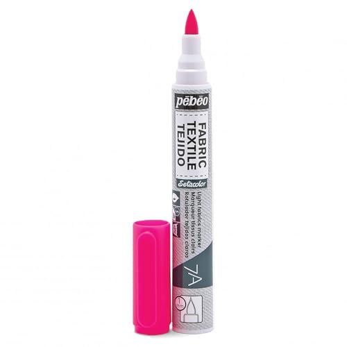 Pébéo 803473 7 A marcador telas punta pincel 1 mm rosa fluo