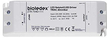 Bioledex 75 W 24 V DC LED Driver dimmerabile TRIAC per LED dimmerabili da 24 V