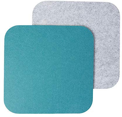 luxdag Platzset aus Filz für Teller & große Schüsseln (Farbe & Größe wählbar) - Tischset zweifarbig - Platzmatten für Küche & Esszimmer - Abwischbare Untersetzer Aqua/Hellgrau