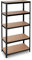 Relaxdays 2 x Schwerlastregal, Traglast 875 kg, 5 Ebenen, zum Stecken, Keller, Garage, Stahl, MDF, 180 x 90 x 45cm, schwarz