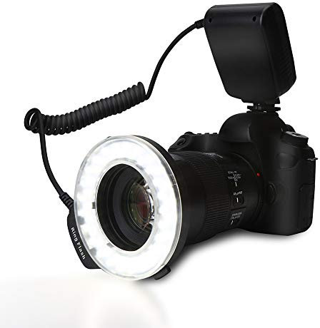 Dioche Ringblitzlicht, tragbares LED-Ring-Blitzlicht mit 4 Filtern und 8 Ringadaptern für Nikon, Pentax, Panasonic SLR-Kameras