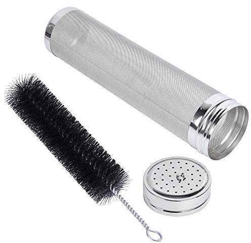 Bierbrau-Trockentrichterfilter Akamino 300 Mikron Mesh Edelstahl Hop Filter Sieb mit Nylonborsten für Zuhause Bier Brauen Zuhause Kaffee