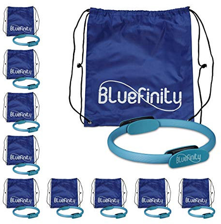 Bluefinity 10 x Pilates Ring, Doppelgriff, Gepolstert, D: 39 cm, Fiberglas, Schaumstoff, Yoga Circle, Widerstandsring, türkis