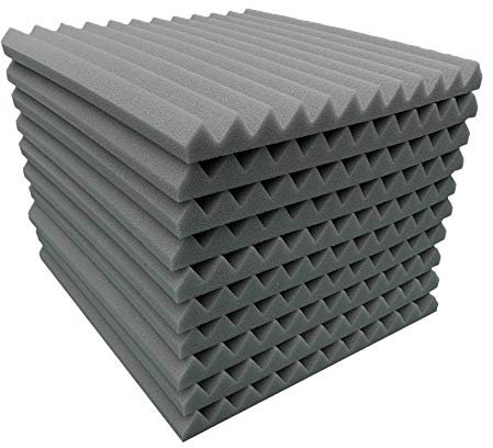 12 placas de espuma acústica para insonorización (30 x 30 x 2,5 cm) para estudio de sonido, oficina, despacho, sótano, estudio doméstico (gris)