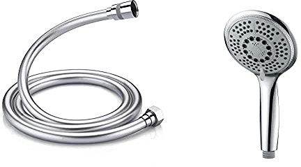 GRIFEMA, Flessibile Tubo Doccia, 1.5 M & , Doccetta Telefono Grande Con 5 Getti, Spruzzo Doccia Anticalcare