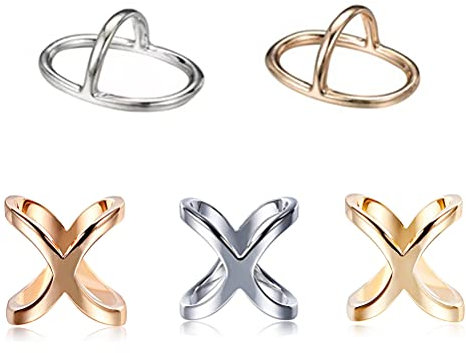 MiaLover 5 Stück Schal Ringe Broschen Schalring Clip Damen Legierung Schal Clips Einfach Schal Clips Dreifach Modisch Schal Clips Schal Verschluss Clips für Schals und Tücher (Zwei Stile)