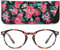 MAGIMODAC Damen Computer Lesebrille Blaulichfilter Leicht Rund Oval Lesebrillen Computerbrille mit Sehstärke Lesehilfe Sehhilfe(Floral, 2.50)