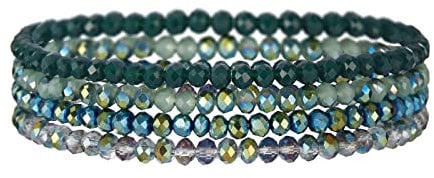 FULU AUTUMN Boho Beaded Bracelet Multi-Layer Crystal Stone Beaded Bracelets for Women Stretch Bracelets Fashion Jewellery Birthday Gifts for Her(Green)