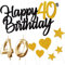 Kuchen Deko 40. Geburtstag Mädchen Jungen: Schwarz-Gold Cake Topper mit 3D Geburtstagskerzen, Nummer 40 für Jungen und Mädchen - Cake Dekoration (9 Stück)