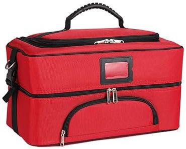 RebeSCo Wasserdicht Kulturtasche Damen, Multifunktionaler Messenger-Make-up-Koffer,Mehrschichtige Kosmetiktasche,Oxford-Stoff Kosmetiktasche, Geschenk für Ihn,Rot