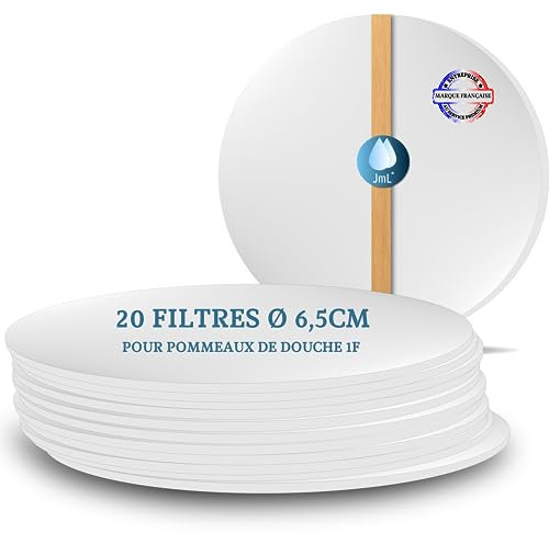 JaMoonLBV Jml 20 Filtres Coton PP Ø 6,5 cm pour Pommeau de Douche Marque Française | Pommeaux de Douche 1FC Uniquement