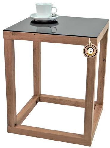 freeroom24 Designer Beistelltisch Glas Schwarz 20x20x60cm - Wohnzimmertisch modern - Stabiler Couchtisch - praktischer Coffee Table Artisan Eiche - Kleiner Kaffeetisch - Blumensäule - Made in Germany