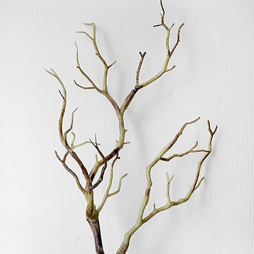 Meokro Ramas de sauce rizadas realistas, ramitas artificiales secas, palos falsos flexibles vintage, vides/tallos de bricolaje, plantas verdes, jarrones de manualidades, decoración del hogar, jardín,