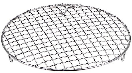 sourcing map Rejilla de Cocción Redonda, Parrilla de Red de Alambre Cruzado de Acero Inoxidable 9, Rejilla de Enfriamiento, Parrilla para Hornear con Patas, Rejilla para Cocinar Barbacoa