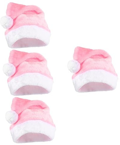 ABOOFAN 4 Stück Plüsch-weihnachtsmütze Lustige Weihnachtsmütze Blaue Mützen Für Männer Grüne Dekorationen Rosa Hut Weihnachtsbedarf Cosplay Kurzer Plüsch Männer Und Frauen Kleidungsstücke