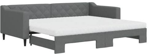 vidaXL Tagesbett, Sofabett Ausziehbar mit Matratzen, Gästebett Schlafsofa für Schlafzimmer Wohnzimmer, Sofa Ausziehbett, Dunkelgrau 90x200cm Stoff