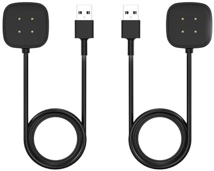 MOONR 2 Pack Kompatibel mit Fitbit Ladekabel, 1 m Ersatzladung für Fitbit Sense/Versa 4, Magnetsockel Fitbit Zubehör, Tragbares USB-Ladekabel für Fitbit Sense/Sense 2/Versa 3/Versa 4
