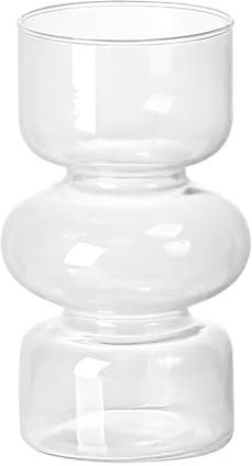 MINGZHE Hydrokulturvase aus Transparentem Glas, 17,8 cm Große Farbige Glasvase für Blumen, Dreischichtige Blumenvase aus Glas für die Dekoration, Moderne Geometrische Glasvase für(Transparent)