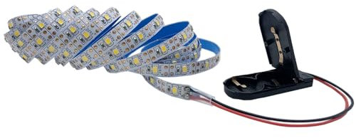 TOPXCDZ Batteriebetriebene LED Streifen Licht 2835 SMD 3V DC 60LED/M Flex LED Band Lichter Home Decoration 8mm PCB (Warm White, 2M)