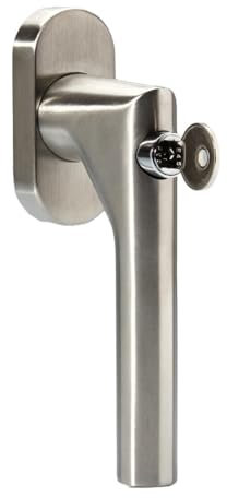 FELGNER abschließbarer Fenstergriff Como | 100 nm Fensterknauf Fenster-Sicherung | versteckten Schrauben + ovale Rosette Drehknauf korrosionsbeständig | inkl. 2 Schlüssel - Edelstahl matt