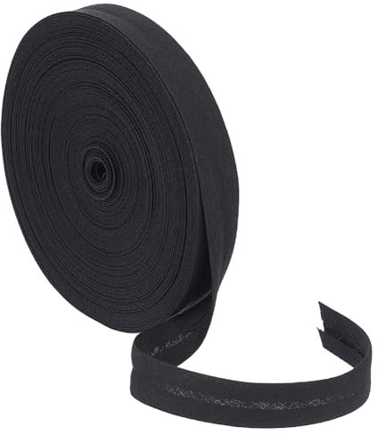 BENECREAT 20 m Einfach Gefaltetes Schrägband, 14 mm Breites Schwarzes Schrägband Saumband Zum Nähen von Kleidungsstücken, Nähen, Rohrleitungen, Quilten