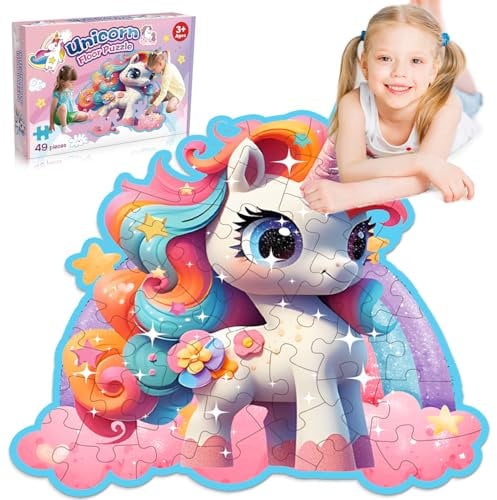 Dislocati 45 Piece Unicorn Floor Jigsaw Puzzles,Unicorn Gifts for Girls Jigsaw Puzzles for 3-7 Year Olds Gifts for 3-7 Year Olds Giant Floor Puzzle Girls Toys Educational Games for Kids Children