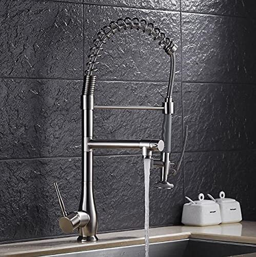 Küchenarmatur, Nickel gebürstetes Messing, Pull-Down-Feder, Küchenspüle, schwenkbarer Auslauf, hohes Gefäß, Mischbatterie, Küchenarmatur, Wasserhahn for Küchenspüle