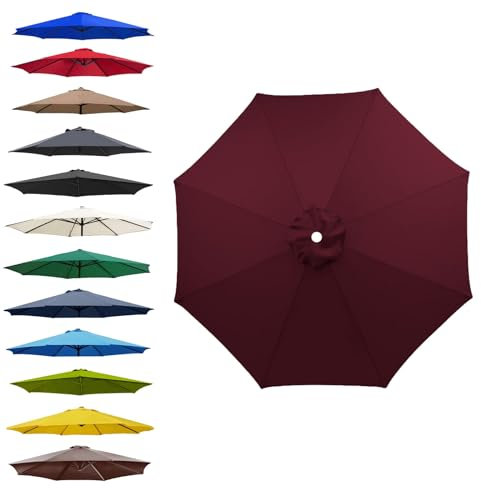 JEDAL Replacement Parasol Cover Patio Umbrella Canopy 6/8 ribs Polyester Fabric Waterproof Garden Umbrella Canopy Cover 2.0m 2.30m 2.50m 2.70m 3.0m(Wine Red)
