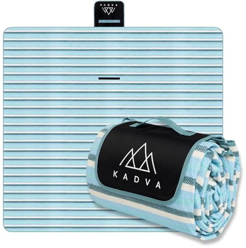 KADVA Picknickdecke Tapiso 200x200 cm 100% Polyester Farbe Blau Weich Strapazierfähig Leicht Großflächig und UV Leicht zu tragen und zu reinigen