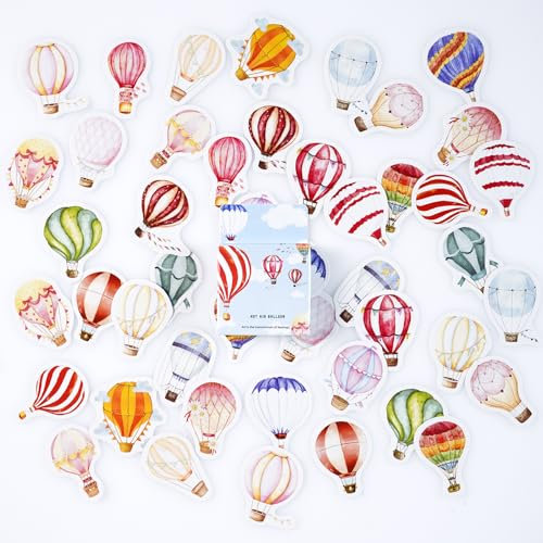 46 Stücke Bunte Heißluftballon Form Aufkleber, Mini Size Cartoon Heißluftballon Aufkleber für Kinder Teens Erwachsene Reisekoffer, Laptop, Planer, Kalender, Scrapbook, Koffer, Notizbücher, Journal