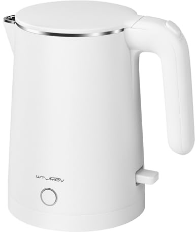 WTJMOV - Stainless Steel Electric Kettle, 1.0L Small Water Kettle 1200W, Double Wall Tea Kettle, Auto Shut Off, Coffee and Tea Maker, Durable Water Heater, Color