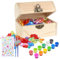 Mini Piraten Schatztruhe Set Kinder mit Edelsteine und Diamantaufkleber Holz zum Bemalen Schatzkiste Schmucksteine Kindergeburtstag Holzkiste mit Deckel für Basteln Geburtstags Ocean Piratenpart DIY