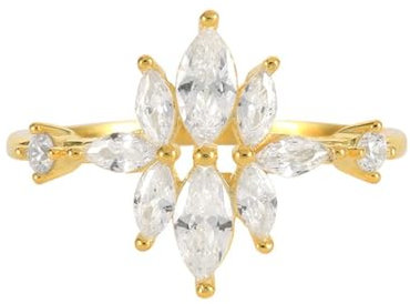 Bishilin Eheringe Gold 585 Einzeln Damen, Hochzeit Ringe Blume mit Moissanit Trauring Verlobungsring für Frauen Große 53 (16.9)