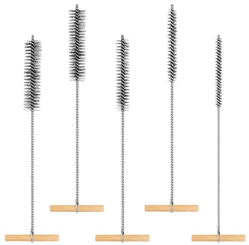 5 Stück Bohrlochbürste Set,8mm/12mm/16mm/20mm/25mm T-Griff-Rohrbürste | Rund Lochbürste Reinigungsbürste,Pfeifenreiniger Bürste für Schlagbohrmaschinen,Effiziente Bohrlochreinigung