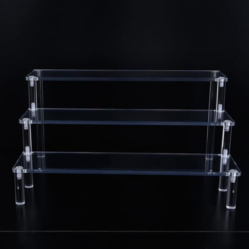 MUTTE Acrylic Display Stand, Clear Display Riser for Figures Collections Cupcake Perfume Cosmetic Organizer Holder (3 tiers 20cm)