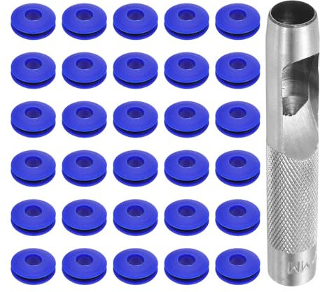 QUARKZMAN 31 Stück Ösen Werkzeug Kit, Ösen Set 12mm Ösenzange Kunststoffösen Kunststoff Ösen Scheiben Rostfrei für LKW Abdeckplane Textil Vorhänge Zelte Sonnensegel Befestigungsclip, Blau