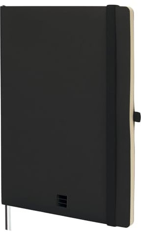 finocam Taccuino Nexo Copertina Morbida Dotted Nero, Taccuino Grande con Fogli Microforati, Tasca e Portapenna, 72 Fogli, Ideale per Bullet Journal