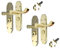 Epsom Scroll Brass Plated Privacy Bathroom Handles - Brass Plated Door Handles Set (Privacy Lock) 2 Sets with Tubular Latch.Victortian Door Handles. Internal Door Handle Sets