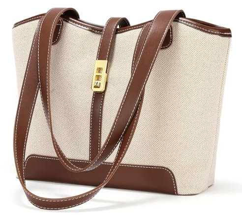SENDEFN Handtasche Damen, Einfache Handtasche Groß, Shopper Tasche mit Reißverschluss und Innentasche für Arbeit, Schule, Einkauf