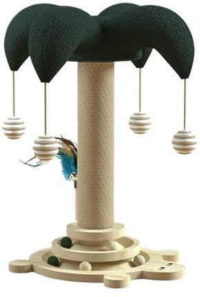 Cat Scratcher - Palm Tree Cat Scratch Post with Hanging Ball | Post with Sisal Rope for Indoor Kitten | Built in c | Tall Climbing Furniture for Apartment Living