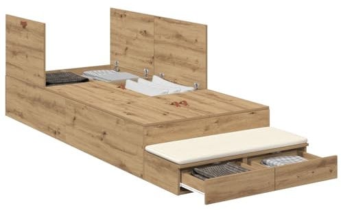 vidaXL Stauraum Bettgestell Artisan Eiche 90x190 cm