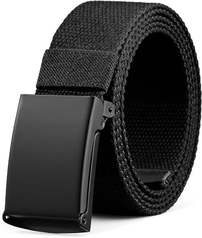 Bon4Extrao Gürtel Herren Canvas Stoffgürtel, Stufenlos Verstellbar mit Metall Koppelschloss, 3,8cm Breit Robust Textilgürtel für Jeans & Arbeitshose, Klassischer Herrengürtel für Freizeit & Outdoor