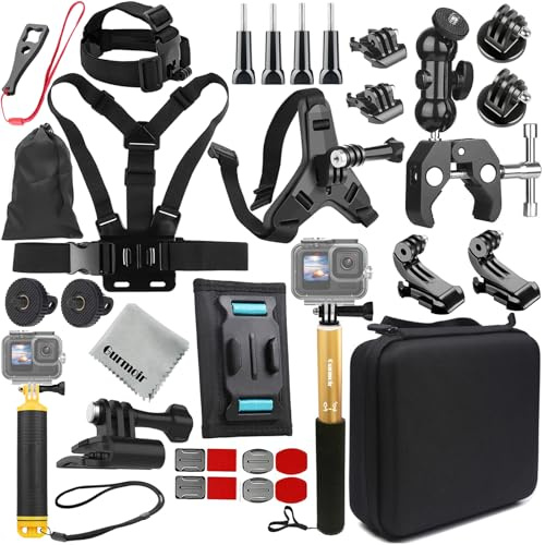 Gurmoir Zubehör Kit für Gopro 13/12/11/10/9/Osmo Action 5 pro/4/3/Insta 360 X5/X4/X3 und mehr Action Kamera, Fahrradlenkerhalterung/Hutclip/Helm Halterung Kit für Gopro/Osmo Action/Insta 360(DT18)