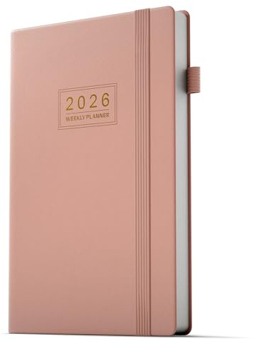 TDOLISSTE - Kalender 2026 Wochenplaner A5 Terminplaner für Lehrer, Schüler, Büro, Mehrsprachiges 1 Woche 2 Seiten, Januar 2026 - Dezember 2026 (Rosa)